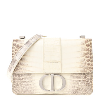 CHRISTIAN DIOR Niloticus Crocodile Himalaya 30 Montaigne Flap Bag Latte