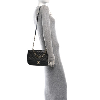 CHANEL Caviar Quilted Large Studded Flap Black