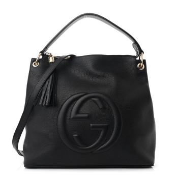 GUCCI Pebbled Calfskin Large Soho Hobo Black