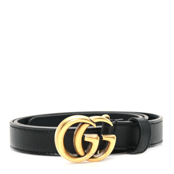 GUCCI Calfskin Double G 20mm Belt 70 28 Black