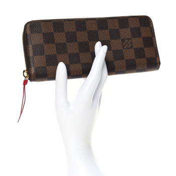 LOUIS VUITTON Damier Ebene Clemence Wallet Cherry