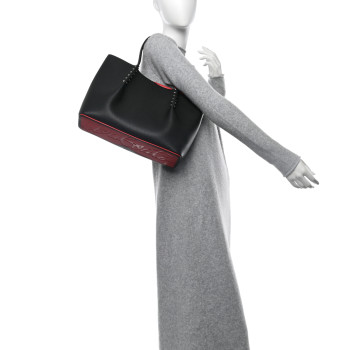CHRISTIAN LOUBOUTIN Calfskin Empire Spiked Small Cabarock Shopper Tote Black