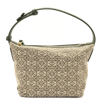 LOEWE Jacquard Anagram Calfskin Small Cubi Bag Avocado Green