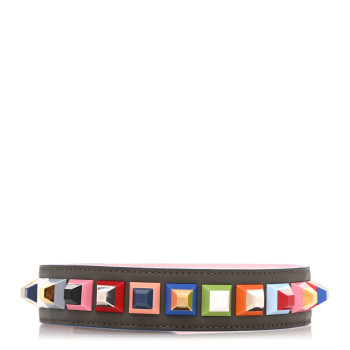 FENDI Vitello Dolce Plexiglass Bi-Color Studded Strap You Carbone Peonia Multicolor