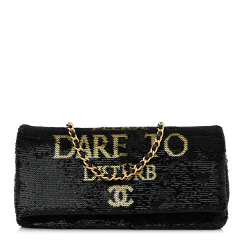 CHANEL Sequin Paris Cosmopolite Dare To Disturb Flap Black Gold