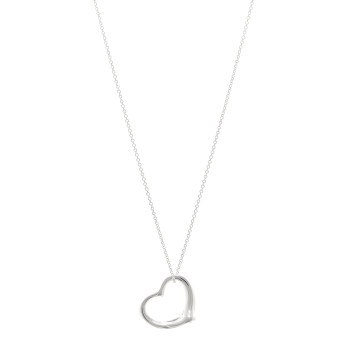 TIFFANY Sterling Silver 27mm Elsa Peretti Open Heart Pendant Necklace