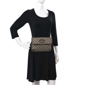 GUCCI GG Supreme Monogram Neo Vintage Web Belt Bag Brown