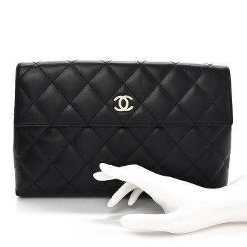 CHANEL Lambskin Quilted Clutch Black