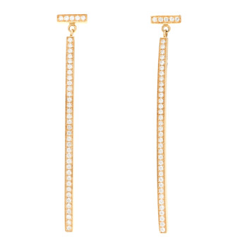 TIFFANY 18K Yellow Gold Diamond T Bar Earrings