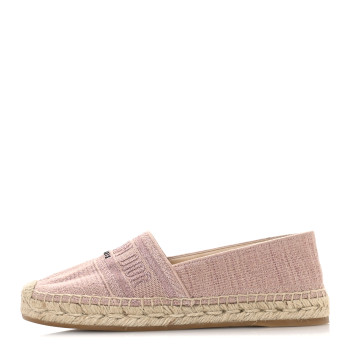 CHRISTIAN DIOR Metallic Cotton Embroidered Granville Espadrille 37 Rose