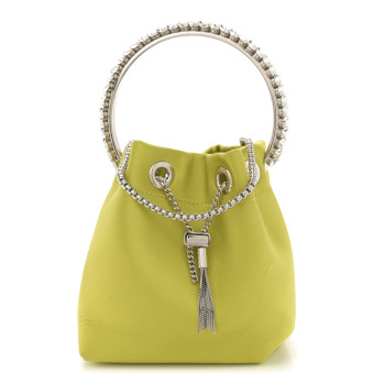 JIMMY CHOO Satin Crystal Embellished Bon Bon Bag Lime