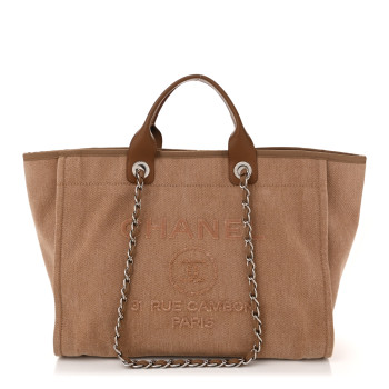 CHANEL Canvas Sequin Medium Deauville Tote Ecru
