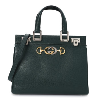GUCCI Grainy Calfskin Small Zumi Top Handle Bag Vintage Green