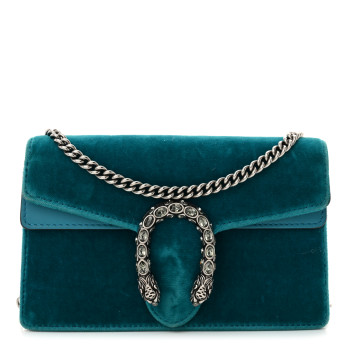 GUCCI Velvet Super Mini Dionysus Shoulder Bag Pavone Cyan