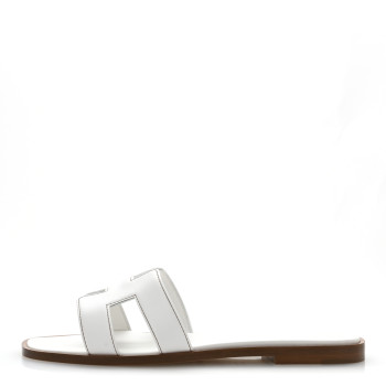 HERMES Box Calfskin Oran Sandals 36.5 White