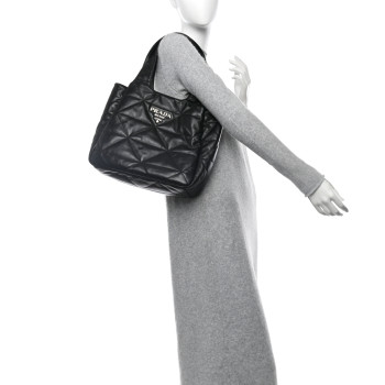 PRADA Nappa Quilted Medium Dynamique Tote Black