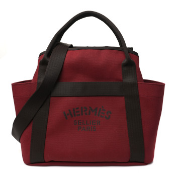 HERMES Canvas The Grooming Bag Rouge H Chocolat