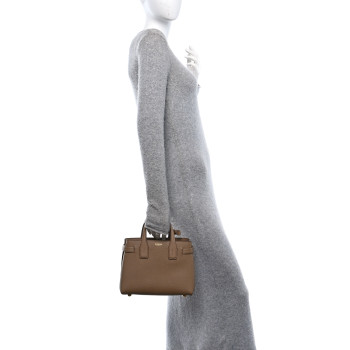 BURBERRY Grainy Calfskin House Check Small Banner Tote Tan