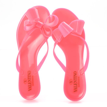 VALENTINO GARAVANI PVC Jelly Bow Thong Sandals 38 Fuxia Fluo