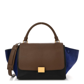 CELINE Bullhide Calfskin Nubuck Small Tri-Color Trapeze Coffee
