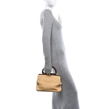 CHANEL Woven Straw Raffia Wooden Handle Bag