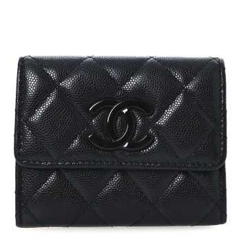 CHANEL Caviar Quilted Flap Card Holder So Black