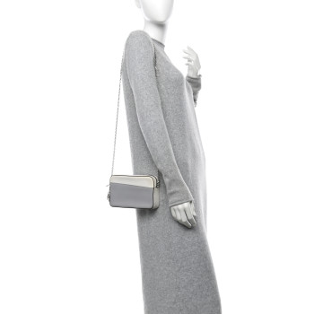 CHRISTIAN DIOR Calfskin Chain Wallet Grey Off White