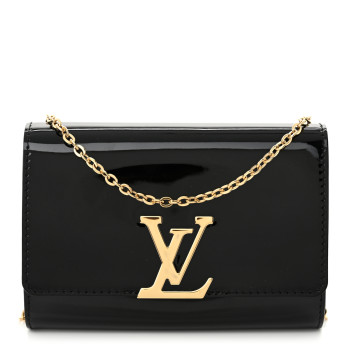 LOUIS VUITTON Patent Louise PM Chain Clutch Black