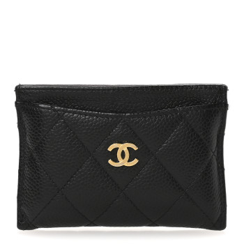 CHANEL Caviar Quilted Card Holder Black