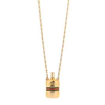 GUCCI Metal Enamel Bottle Pendant Necklace