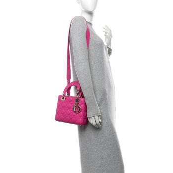 CHRISTIAN DIOR Lambskin Cannage Small My ABCDior Lady Dior Rani Pink