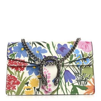 GUCCI X KEN SCOTT New Shangai Calfskin Jardin D'Avril Floral Print Super Mini Dionysus Shoulder Bag Ivory Pink