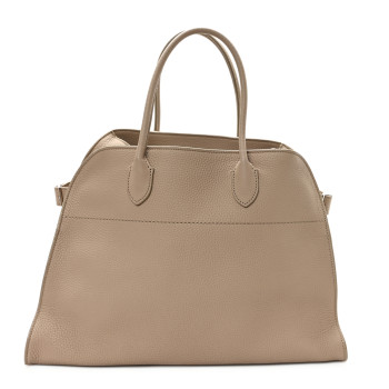 THE ROW Matte Grained Calfskin Soft Margaux 15 Dark Taupe