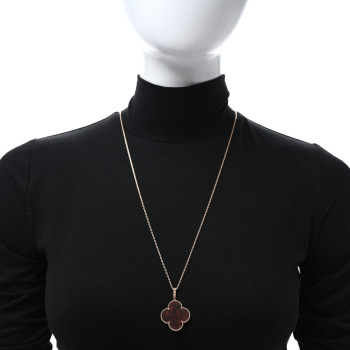 VAN CLEEF & ARPELS 18K Rose Gold Letterwood Magic Alhambra Long Necklace