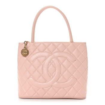 CHANEL Caviar Quilted Medallion Tote Light Pink