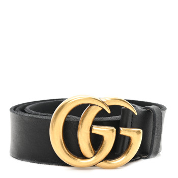 GUCCI Faded Calfskin Double G 40mm Belt 90 36 Black