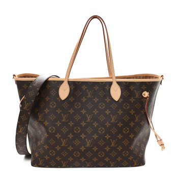 LOUIS VUITTON Monogram Stamped Inside Out Neverfull Bandouliere GM Beige