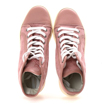 GUCCI Monogram Womens High Top Sneakers 36 Pink Soft Pink