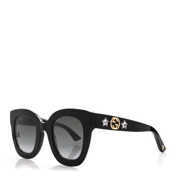GUCCI Acetate Crystal Star Round Frame Sunglasses GG0208S Black