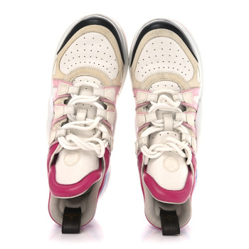 LOUIS VUITTON Calfskin Technical Nylon LV Archlight Sneakers 37.5 White Pink Blue