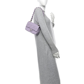 CHANEL Caviar Quilted Funky Match Mini Flap Light Purple
