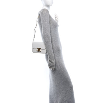 CELINE Shiny Calfskin Teen Triomphe Arctic White