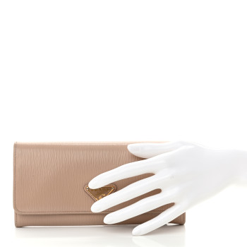 PRADA Saffiano Metal Continental Flap Wallet Cammeo