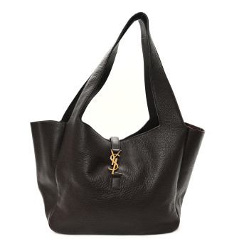 SAINT LAURENT Grained Deerskin Bea Tote Sweet Sweet Chocolate