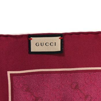 GUCCI Modal Silk GG Gold Horsebit Square Scarf Pink Gold