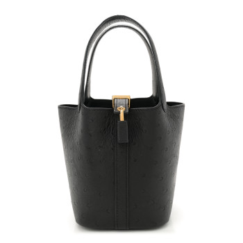 HERMES Ostrich Micro Picotin Lock Black