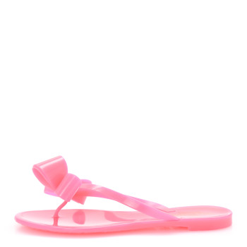 VALENTINO GARAVANI PVC Jelly Bow Thong Sandals 38 Fuxia Fluo