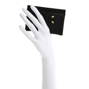 CHANEL Caviar Quilted Filigree Card Holder Black