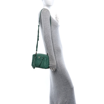 PRADA Nappa Antique Medium Re-Edition 2001 Two Handle Bag Green