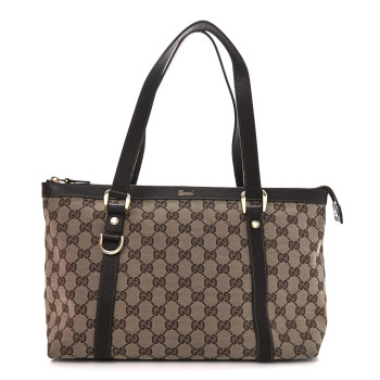 GUCCI Monogram Medium Abbey Tote Dark Brown